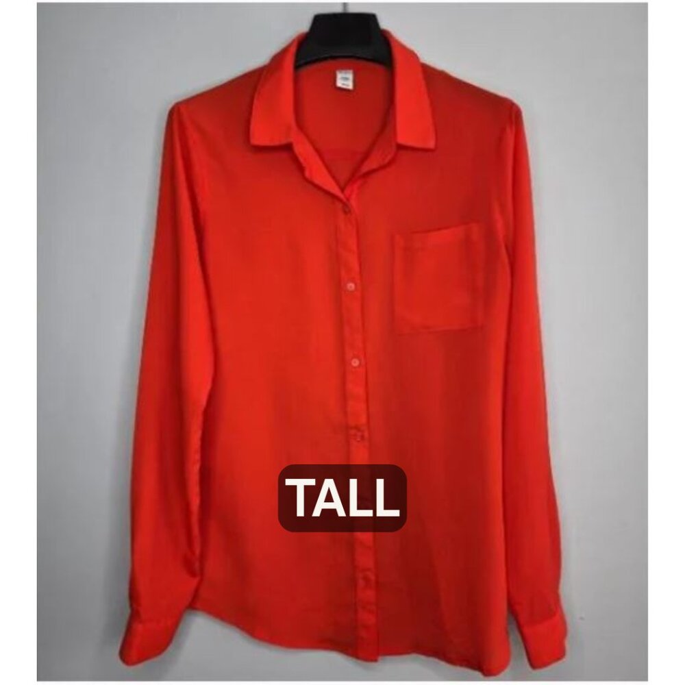 Old Navy Red Button-Down Shirt M Tall